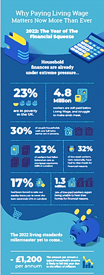 INFOGRAPHIC showing Why Living Wage Matters - The Year of the Financial Squeeze Infographic [from The Clean Space]